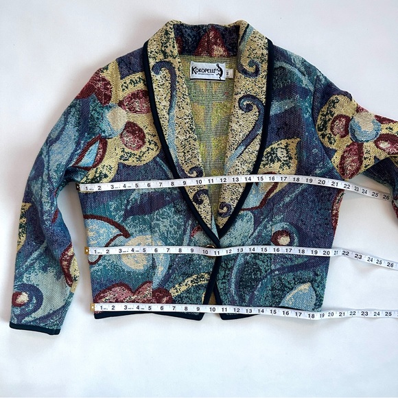 VTG KOKOPELLI WOVEN TAPESTRY ABSTRACT CROPPED BOXY BOLERO JACKET BLAZER SzM - Picture 10 of 12